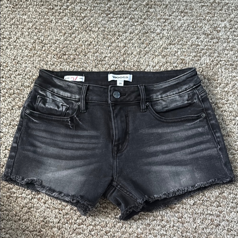 Vigoss Black Jean Shorts Distressed Cut-Off Style